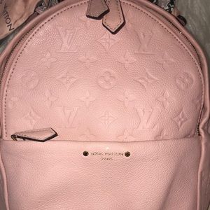 Pink louis vuitton monogram backpack with scarf